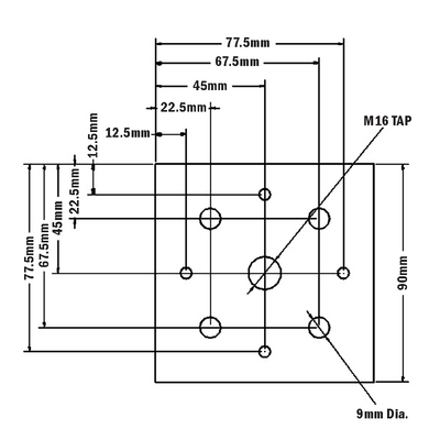 32-9090M16S-1SS MODULAR SOLUTIONS MOUNTING PLATE 90 X 90 M16 THREADED THRU HOLE
